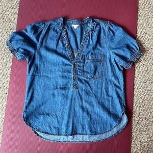 Anthropologie Pilcro Aly Denim Puff Sleeve Blouse Button Down NWOT